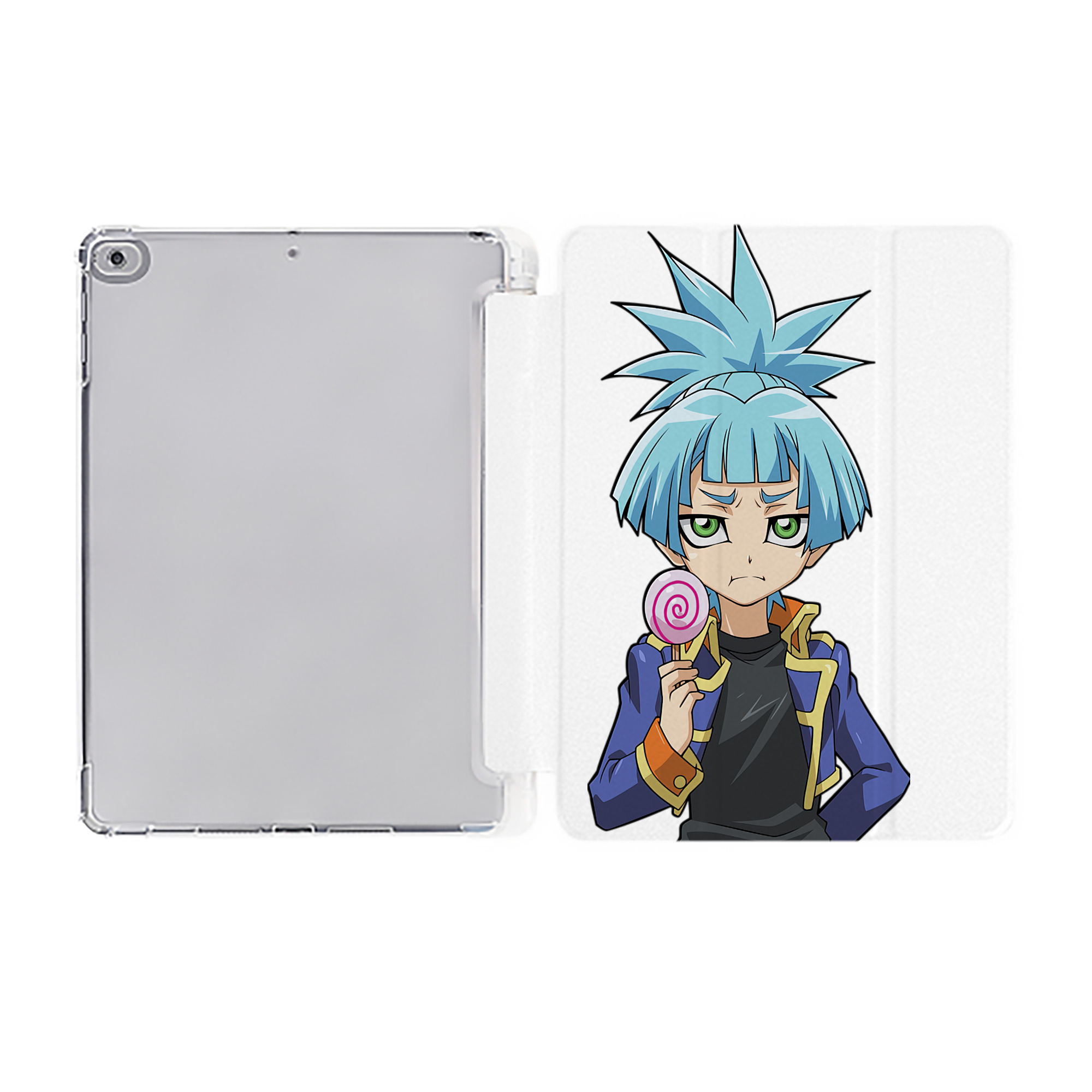 （画像用） 遊☆戯☆王 Yu-Gi-Oh! IPad ケース ペン収納付き 三つ折りスタンド PUレザー×シリコン 対応機種9.5/10.5/10.9インチ